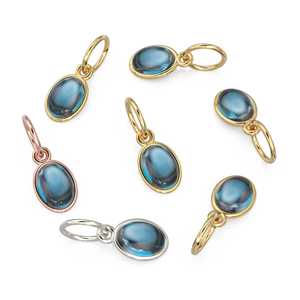 Colgante de Oro Sólido con Topacio Azul de Londres Ovalado Cabujón / Colgante de Oro Hecho a Mano con Gema Azul / 1 Pieza de Joyería de Oro Amarillo Sólido de 14k - Product Image 2