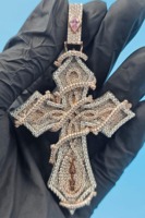 Pendentif Croix Luxe Sertie de Diamants Moissanite en Argent Sterling 925, Breloque Croix Religieuse pour Hommes, Bijoux Hip Hop