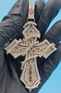 Pendentif Croix Luxe Sertie de Diamants Moissanite en Argent Sterling 925, Breloque Croix Religieuse pour Hommes, Bijoux Hip Hop - Product Image 4