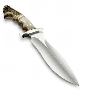 Cuchillo utilitario artesanal de acero inoxidable para exteriores con mango de cuerno de ciervo y hueso, y protector de acero, herramienta de artesanía - Product Image 5