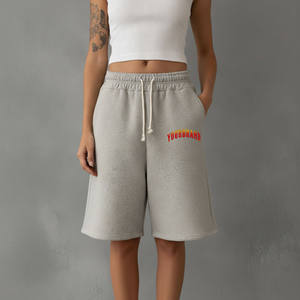 Wholesale Custom Screen Print Logo High Vintage Unisex Shorts 100% Cotton Fleece Terry Fabric Breathable Quick Dry Men's Shorts. - Product Image 1