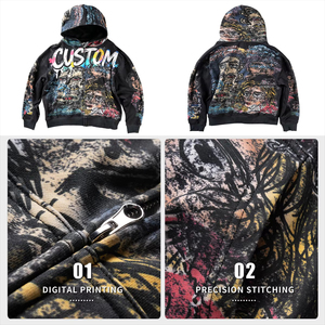 เสื้อฮู้ดดี้ทรงบ็อกซี่ขนาดใหญ่พิเศษแบบซิป วินเทจวอช ผ้าหนา ล้างสีแบบแอซิดวอช สไตล์ดิสเทรส สตรีทแวร์ - Product Image 5