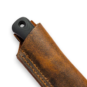 Étui à couteau d'extérieur en cuir véritable avec double passant de ceinture, pochette de rangement pour couteaux, sac de transport pour outils de camping à la taille - Product Image 4