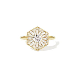 Anillo de Diamantes Cultivados en Laboratorio Art Deco Hexagonal de Oro Amarillo de 14K - Product Image 1
