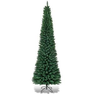 7ft Slim Pencil Christmas Tree with 700 Realistic PVC Branches Flocked Finish Space Saving Design for Small <b>Corners</b> - Product Image 2