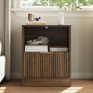 Modern Minimalist Hollow <b>Bedside</b> Cabinet Set with Golden Luxury Handles and Combination Drawers <b>Shelves</b> - Product Image 5