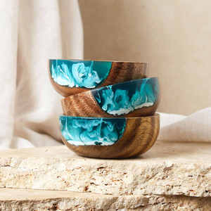 Latest Design Wood and Resin Eco-Friendly American Style Fruit/Salad Bowl <b>Dinnerware</b> Handmade Decorative - Product Image 4