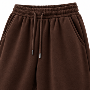 <b>Men's</b> Fleece Wide Leg Pants <b>Elastic</b> <b>Waist</b> Drawstring Casual Midweight Winter <b>Trousers</b> Brown Street Style Embroidery - Product Image 3