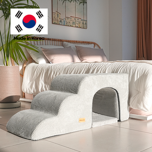 Indoor 3-<b>Step</b> Gray Modern <b>Dog</b> Stairs-Cave Style Soft Cloud Fabric Non-Slip Removable & Washable - Product Image 1