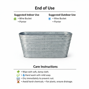 Pot de Jardin Galvanisé Style Ferme Moderne pour Décoration Intérieure et Extérieure - Seau Rectangulaire en Métal Gris de 16 Pouces - Product Image 5