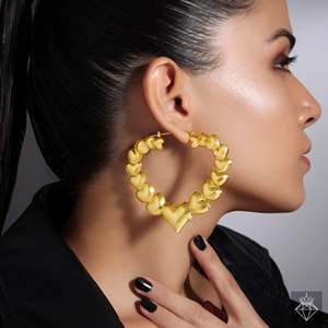 Pendientes de aro fino PRAO, aros de corazón de gran tamaño chapados en oro antideslustre - Product Image 2