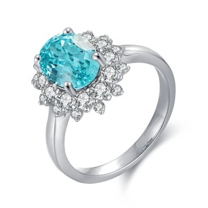 Bague de fiançailles pour femme en diamant blanc taille ovale avec halo, certifiée IGI, bijoux de luxe en argent - Product Image 4