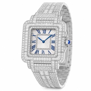 Luxury Women's <b>Diamond</b> <b>Watch</b> Rectangle Stainless Steel Case Analog Quartz Band Blue Roman Numerals - Product Image 1