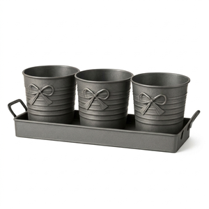 Nouvel Arrivage : Ensemble de Jardinières Classiques en Métal Galvanisé Style Ferme avec Plateau pour Décoration Intérieure et Extérieure, Taille Personnalisable - Product Image 5