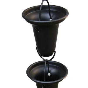 Chaînes de pluie en métal, best-seller de Linea Exports Inc, décoration de jardin, ornement en métal, finition noire dorée, résistantes à la rouille, durables. - Product Image 1