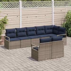 Ensemble de canapés de jardin en polyrotin gris moderne, 8 places, meubles d'extérieur résistants aux intempéries, design contemporain - Product Image 5