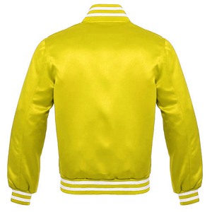 Mens Classic Canvas Varsity Bomber <b>Jacket</b> Pink Yellow <b>Red</b> Collection Geometric Striped Ribbed Trim Zipper Closure Sporty Stand - Product Image 4