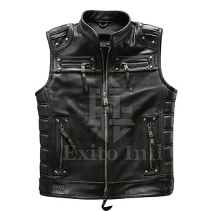 2026 Men's Leather Vest <b>Jacket</b> Streetwear <b>Punk</b> Style V Neck Sleeveless Motorcycle Biker Vest PU Leather Custom OEM Wholesale New - Product Image 1