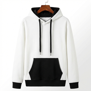 ผู้ผลิต OEM เสื้อฮู้ดผู้ชายแบบสั่งทำพิเศษ มีกระเป๋าและขอบตกแต่ง ทรงปกติ สวมใส่สบาย ผลิตจากผ้าฝ้ายถัก เหมาะสำหรับใส่ในฤดูใบไม้ร่วง - Product Image 1