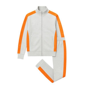 Ensemble de survêtement de performance de qualité supérieure en gros, avec panneaux, rayures latérales contrastées, survêtement uni, logo personnalisé imprimé, patchwork - Product Image 4