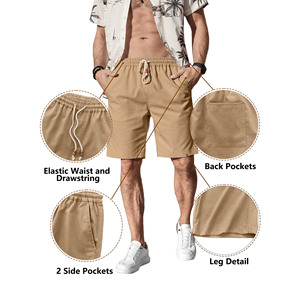 กางเกงขาสั้นผ้าฝ้ายย้อมสีสไตล์วินเทจสำหรับผู้ชาย  แบบเรียบ  ทรงสตรีทแวร์  ปักลายขาดๆ  สำหรับฉัน - Product Image 4