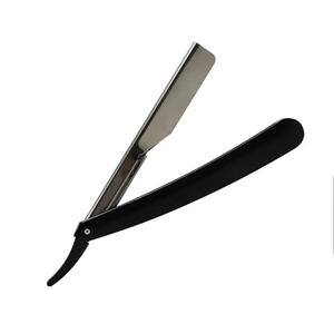 Navajas de Afeitar para Hombre con Hoja de Acero Recubierta de Metal Negro y Mango de Madera, Navajas de Afeitar de Seguridad para Uso Doméstico y en Salones de Barbería - Product Image 1