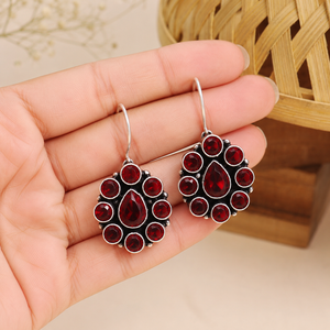 Large Quantity Antique <b>Silver</b> Plated <b>Stud</b> <b>Earrings</b> Women Garnet Pearl Flower Bohemian Style Bezel Setting Trendy Wedding Bulk - Product Image 1