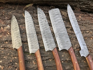 Juego de 5 Cuchillos de Cocina Hechos a Mano con Acero de Damasco y Mango de Madera, Personalizables OEM/ODM/OBM - Product Image 4
