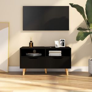 Mueble para TV de Madera Sintética Negra Mediana, Diseño Rectangular para Sala de Estar - Product Image 1