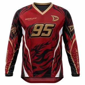 Maillot de motocross personnalisé OEM sublimé à manches longues, maillot de course MX avec motif dragon, maillot de moto tout-terrain respirant 95% - Product Image 2