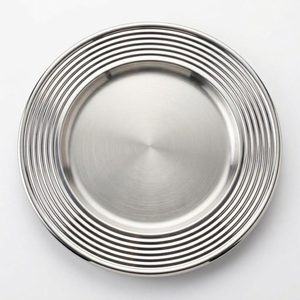 Handmade SS304 27 cm Satin Finish Dinner <b>Plate</b> with Nine Ripples Rippled Rim Well Mirror-for Home <b>Decor</b> Hotels Weddings - Product Image 3