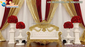 Canapé Double paon de luxe en bois sculpté, canapé d'angle, causeuse pour mariage, dernière conception - Product Image 5