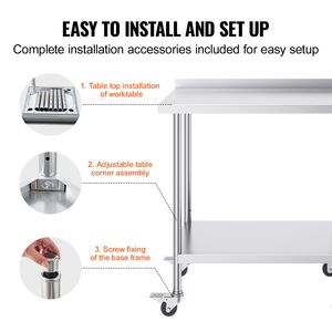 Tavolo da Lavoro Commerciale in Acciaio Inox 24 X 36 X 40 Pollici con Lavello, Banco da Lavoro in Metallo Resistente con Ruote, Tavolo da Lavoro 40 Pollici - Product Image 6