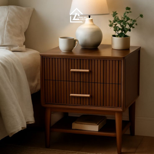 Modern Solid Wood Bedside <b>Table</b> <b>with</b> <b>Drawer</b> | Minimalist Nightstand for Bedroom Furniture - Product Image 2