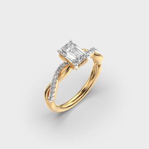 Anillo Solitario con Corte Esmeralda y Piedras Laterales, Diamante de Laboratorio IGI D-E-F VVS-VS, Oro Blanco, Oro Rosa, Plata, Inventario B2B - Product Image 4