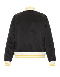 Chaqueta universitaria de béisbol roja y morada de alta calidad al por mayor, chaqueta bomber con letras de satén personalizada para hombre - Product Image 3