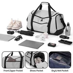 Sac de sport en nylon Oxford imperméable à grande capacité extensible avec logo personnalisé, fermeture éclair, sangle réglable, doublure en polyester pour les voyages - Product Image 6