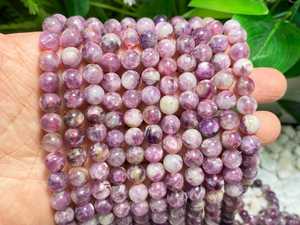 Perles rondes lisses en mica violet naturel 6mm 8mm 10mm, perles de pierres précieuses en vrac pour la fabrication de bijoux - Product Image 5