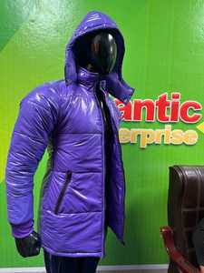 Veste d'hiver matelassée pour femme Mantic Enterprises, couleur violette, à capuche, manches longues, épaisse, chaude, en cuir véritable, imprimé animal, cachemire - Product Image 5