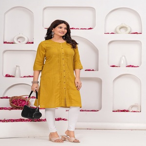 Kurti color mostaza para mujer, estilo étnico informal, Kurti recto, Kurti moderno, Nueva Kurta - Product Image 1