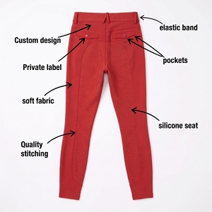 <b>Women</b> Equestrian Breeches Full Seat Silicone Grip High Waist Riding Pants Breathable <b>Stretch</b> Jodhpur <b>Trousers</b> with Pockets - Product Image 4