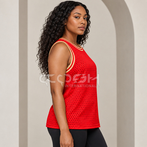Cosh International Sorority Sisterhood <b>Red</b> <b>Mesh</b> Basketball Jersey Unisex Sleeveless Round Neck Breathable Polyester Tank <b>Top</b> - Product Image 4