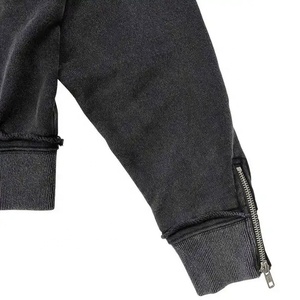 Vente en gros 100% coton lavé à l'acide hommes sweat à capuche zippé Vintage nouveau Design recadrée brodé vêtements d'hiver - Product Image 5