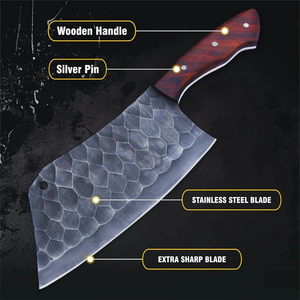 LEGACY BLADES Razor <b>Sharp</b> Carbon Steel Chef Cleaver <b>Knife</b> Premium Wooden Handle <b>Kitchen</b> Cutlery Manufacturer - Product Image 2