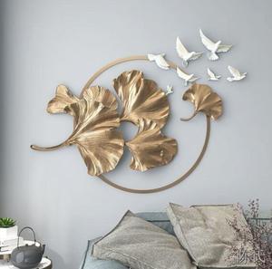 Contemporary Metal Ginkgo <b>Wall</b> Art Gold Finish Handmade Circular <b>Decor</b> for Home Decoration Large 33-40 Inch - Product Image 2