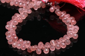 100% perles de coupe latérale de fraise à facettes naturelles perles en forme de Briolette pour la fabrication de bijoux arrivée de fraise rouge pour perles de pierre - Product Image 5