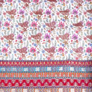 Tissu en crêpe floral brodé de sequins lourds couleur ivoire, 54 pouces, avec bordure Daman, pour Kurtis, tuniques, robes Anarkali, ensembles de costumes et Salwar - Product Image 6