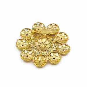 Wholesale 14K18K24K Micron Gold Plated Forming Saree <b>Pin</b> Fashion <b>Brooches</b> Traditional Dubai Style Bridal <b>Brooches</b> or Saree <b>Pins</b> - Product Image 2