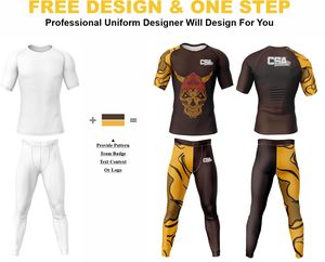 Ensemble de rashguard personnalisé imprimé numériquement pour BJJ, MMA et lutte, vente en gros directe d'usine, combinaison de compression respirante pour hommes - Product Image 2