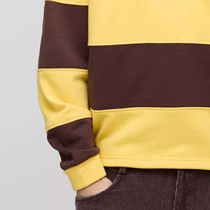 Maillot de rugby personnalisé pour homme, manches longues classiques, 100% coton, rayures jaunes et brunes, avec impression de logo personnalisée - Product Image 3